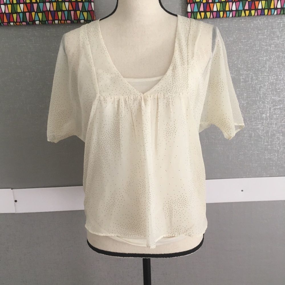 Shear Layered Cropped Dolman with Gold